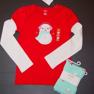 NWT Gymboree 4 top and leggings Set snowman Cozy Cutie